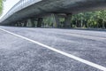 Asphalt roads and city buildings under the overpass, automobile advertising road material.